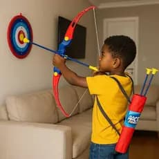 Brinquedo Arco e Flecha Para Criança de 3 a 10 Anos de Idade Todo de Plástico Flechas com Ventosa e 1 Aljava Bolsa