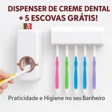 Dispenser Creme Dental + Suporte Para Escovas Praticidade Higiene Organização Seu Banheiro