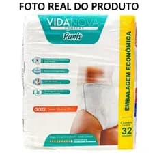 Fralda Calça Vida Nova Pants Unissex Incontigência Moderada A Severa Cintura Elástica Fácil Vestir 32 Unidades Pacote