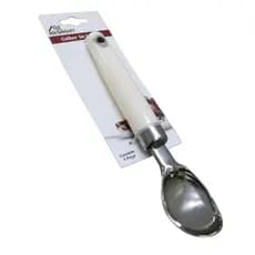 Colher Para Sorvete E Açaí Cabo Plástico Resinado Cor Off White Colher Em Aço Inox