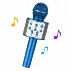 Microfone Karaokê Infantil WS858 Bluetooth com LED Colorido Portátil