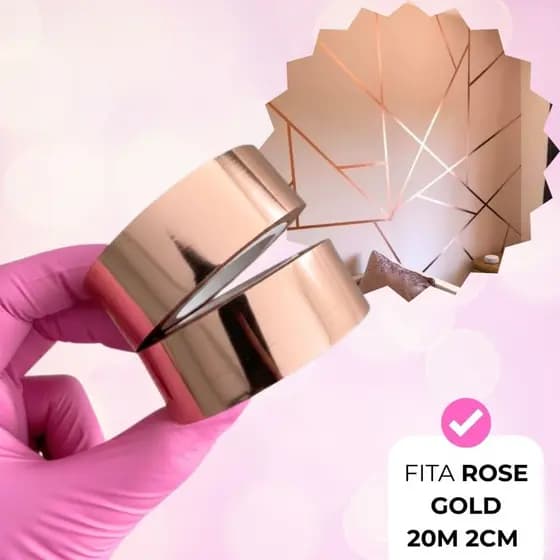 Fita Rose Gold Lisa 20M 2CM Autocolante Removível Uso Em Paredes Colagens Tetos Pisos Decorações Festas