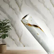 Papel de Parede Autocolante 1M 2M 3M 5M Branco Marmorizado Lavabo Sala Item Prova d'água