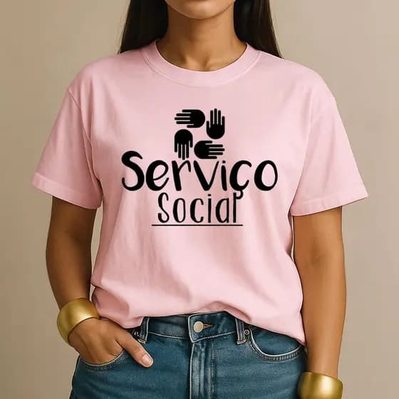 Camiseta Blusa Serviço Social Estampada para Profissão Algodão Varias Cores T-shirt