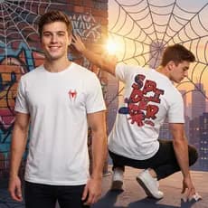 Camiseta Camisa Unissex Spider The Amazing Blusa Branca Estampada Frente e Costas Aranha Tendência Envio Imediato