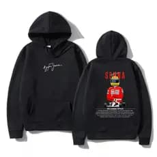 Blusa de Frio Moletom Canguru Estampado Ayrton Senna Preto Algodão Quentinho Outono/Inverno Envio Imediato