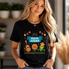 T-shirt  Mulher  Estampado 'FESTA JUNINA' Festa Junina Brasileira Casual  Manga Curta