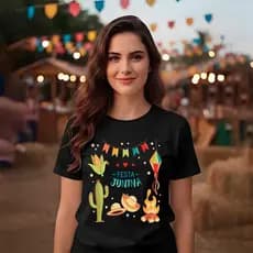 Camiseta feminina masculina Festa junina Caipira São João Premium Peão Arraiá Cacto Estiloso Unissex