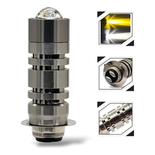 Lâmpada Led M5 H6 Biz 110i 125 Pop 100 Bros Olho De Peixe Cinza-escuro Amarelo/branco