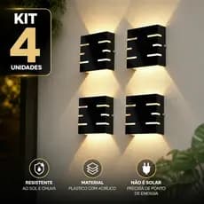 Kit 4 Arandela de parede slim Luminária 6 Frisos 2 Focos Decoração Moderna Acompanha Lâmpada Led 5w Bivolt