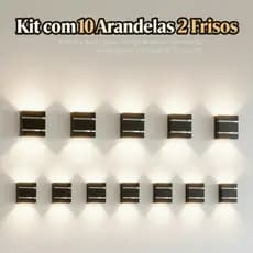 Kit 10 Arandelas Luminária 2 Frisos 2 Focos Para decoração Piscinas Chácaras Sítios Paredes Muros
