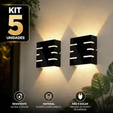 Kit 5 Arandela de Parede Luminária Slim 6 frisos Decoração Externa e Interna Acompanha lâmpada Led 5w