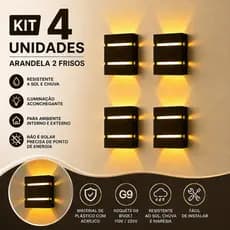 Kit 4 Arandelas 2 Frisos 2 Focos Luminária Para decoração Jardim Muros Parede Sítios Piscinas Sacada
