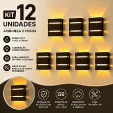 Kit 12 Arandelas Slim 2 Frisos 2 Focos Luminária Para  Paredes, Jardins, Muros, sítios, decoração