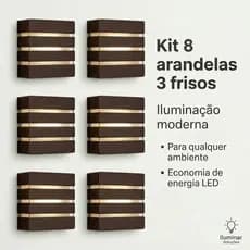 8 Un Arandela Luminária 3 Frisos 3 Focos + lâmpada Led G9 5w Para decoração  Piscinas Muros Paredes