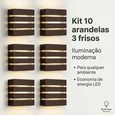 10 Un Arandela Luminária 3 Frisos 3 Focos + lâmpada Led G9 5w Para decoração Piscinas Muros Paredes