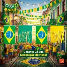 Kit Varal Bandeirinha c/ franja Brasil Copa do Mundo 2026 Futebol Bandeira  6m 12m 30m 60m Decoração