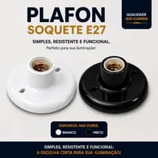 Kit Plafon redondo Luminária Soquete E27 Plafonier Bivolt Bocal de Teto 2, 3, 5 e 10 unidades