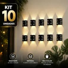 Kit 10 Arandela Luminária Slim de parede  Externa Interna 6 Frisos Moderna Apartamento Casa Corredores Jardim