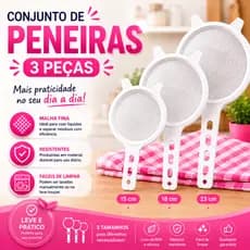kit Peneiras Coador 3 Peças 7/9/11 cm Branco - Alves Plastic