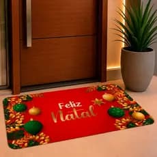 Tapete Avulso Natalino para Porta Entrada ANTIDERRAPANTE EMBORRACHADO Feliz Natal