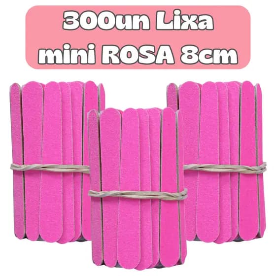 300un Mini Lixa ROSA 8cm Descartável Manicure Pedicure Clinica Estética