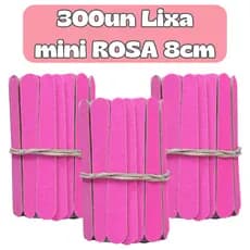 300un Mini Lixa ROSA 8cm Descartável Manicure Pedicure Clinica Estética