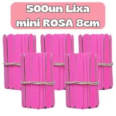 500 Mini Lixa ROSA 8cm Descartável Manicure Pedicure Clinica Estética