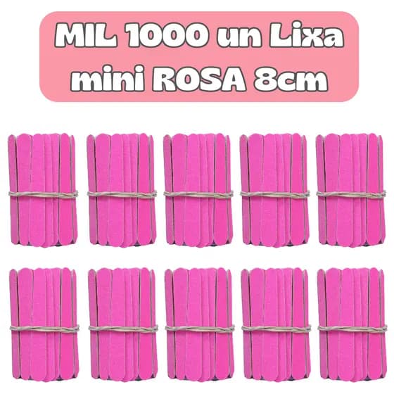 1000un Mini Lixa ROSA 8cm Descartável Manicure Pedicure Clinica Estética
