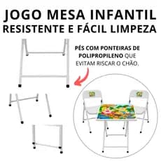 Mesa Com 2 Cadeiras Kit Dobrável Infantil Diversão Desenho!!