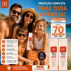Kit 2 Protetor Solar 70 FPS Dandas, Toque Seco, rosto e corpo,antissinais, resistente a agua 150ml