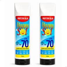 Protetor Solar FPS 70 Rosto Facial e Corporal Toque Seco UVA UVB 150ml Kit 2 Happy Sol