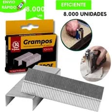 Kit Grampos Galvanizados Sofá Cadeira Tapete Grampeado Tapeceiros Eficientes Fortes Marceneiros  10mm 8000 UNI
