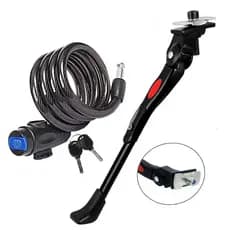 Pezinho Descanso Para Bike Central 20 Até 29 + Trava De Aço Bicicleta E Moto 12x700mm 2 Chaves B-tek