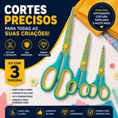 Kit 3 Tesoura Aço Inoxidável Multiuso Cozinha Costura Artesanato Profissional
