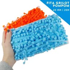 Fita Pompom 20mm Rolo 25m Passamanaria Aviamento Costura Laço Tiara Roupa Decoração Cortina Infantil