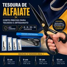 Tesoura de Alfaiate em Aço Carbono Titanium Reforçado | Ideal para Corte de Tecidos e Artesanato -BC