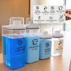 Dispensers Lavanderia 2,3/1,5 Litros - Cartela com 7 Etiquetas - Amaciante, Sabão em Pó e Liquido