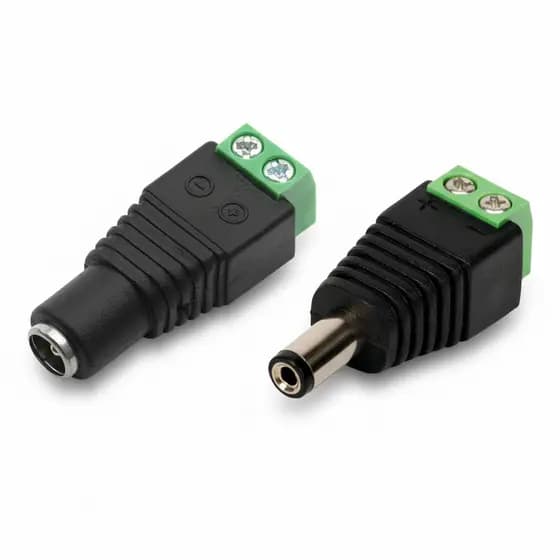 Kit 5 Conector fonte Plug p4 Fêmea e Macho 12v Adaptador com Borne Conector fita LED