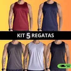 Kit 5 Camisetas Regata Masculina Dry Fit Academia Camisa Sem Manga Malha Fria Blusa Fitness Treino