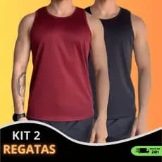 Kit 2 Camisetas Regata Masculina Dry Fit Academia Camisa Sem Manga Malha Fria Blusa Fitness Treino