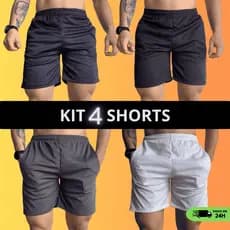 Kit 4 Shorts Dry Fit Masculino Academia Corrida Treino Bermuda Esportiva Elastano Leve Confortável