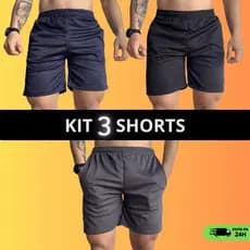 Kit 3 Shorts Dry Fit Masculino Academia Corrida Treino Bermuda Esportiva Elastano Leve Confortável