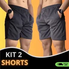 Kit 2 Shorts Dry Fit Masculino Academia Corrida Treino Bermuda Esportiva Elastano Leve Confortável