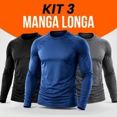 Kit 3 Camisas Térmica Manga Longa Masculina Segunda Pele Dry Fit Academia Corrida Proteção Solar UV