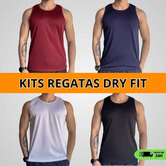 Kits Regatas Masculina Dry Fit Camiseta Básica Treino Academia Anti Suor Anti Odor Proteção Solar