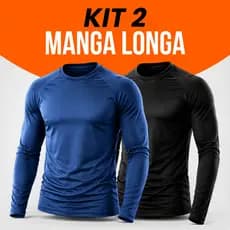 Kit 2 Camisas Térmica Manga Longa Masculina Dry Fit Academia Segunda Pele Treino Proteção Solar UV