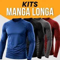 Kits Camisas Manga Longa Térmica Masculina Dry Fit Academia Segunda Pele Treino Proteção Solar UV