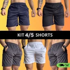 Kit 4 e 5 Shorts Masculino Academia Dry Fit Bermuda Masculina Elastano Treino Corrida Malha Leve