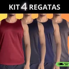 Kit 4 Camisetas Regata Masculina Dry Fit Academia Camisa Sem Manga Malha Fria Blusa Fitness Treino